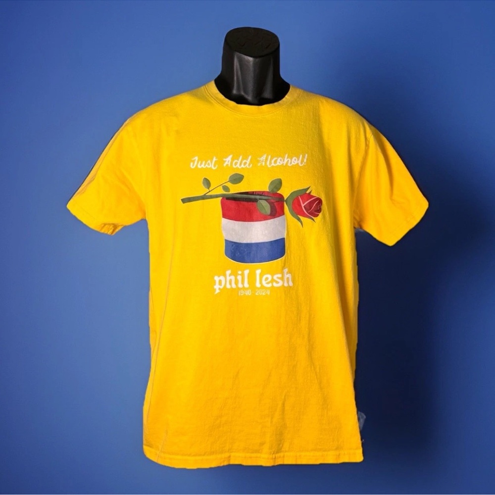 Phil Lesh Grateful Dead Just Add Alcohol RARE Tribute T-Shirt Yellow Men’s Sz M
